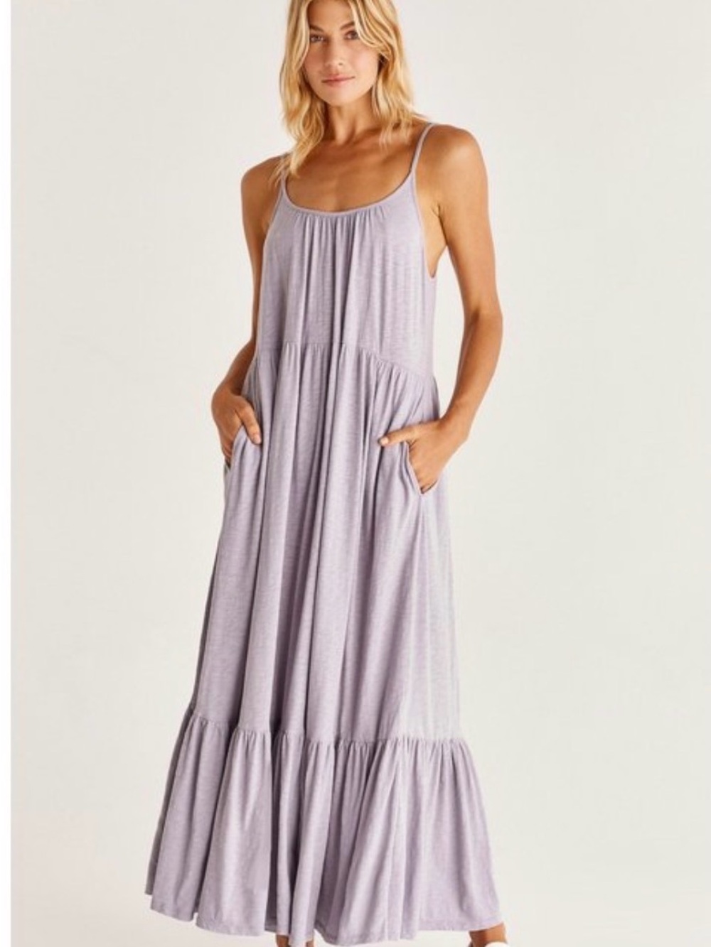 Z Supply Lido Slub Maxi Dress Lavender Ash